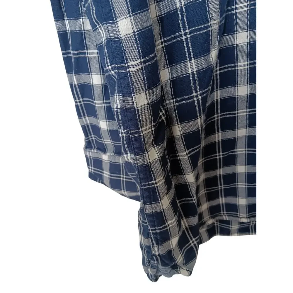 Tommy Hilfiger XXL Custom Fit Blue White Plaid Button Down Shirt Cotton Casual - Picture 7 of 16